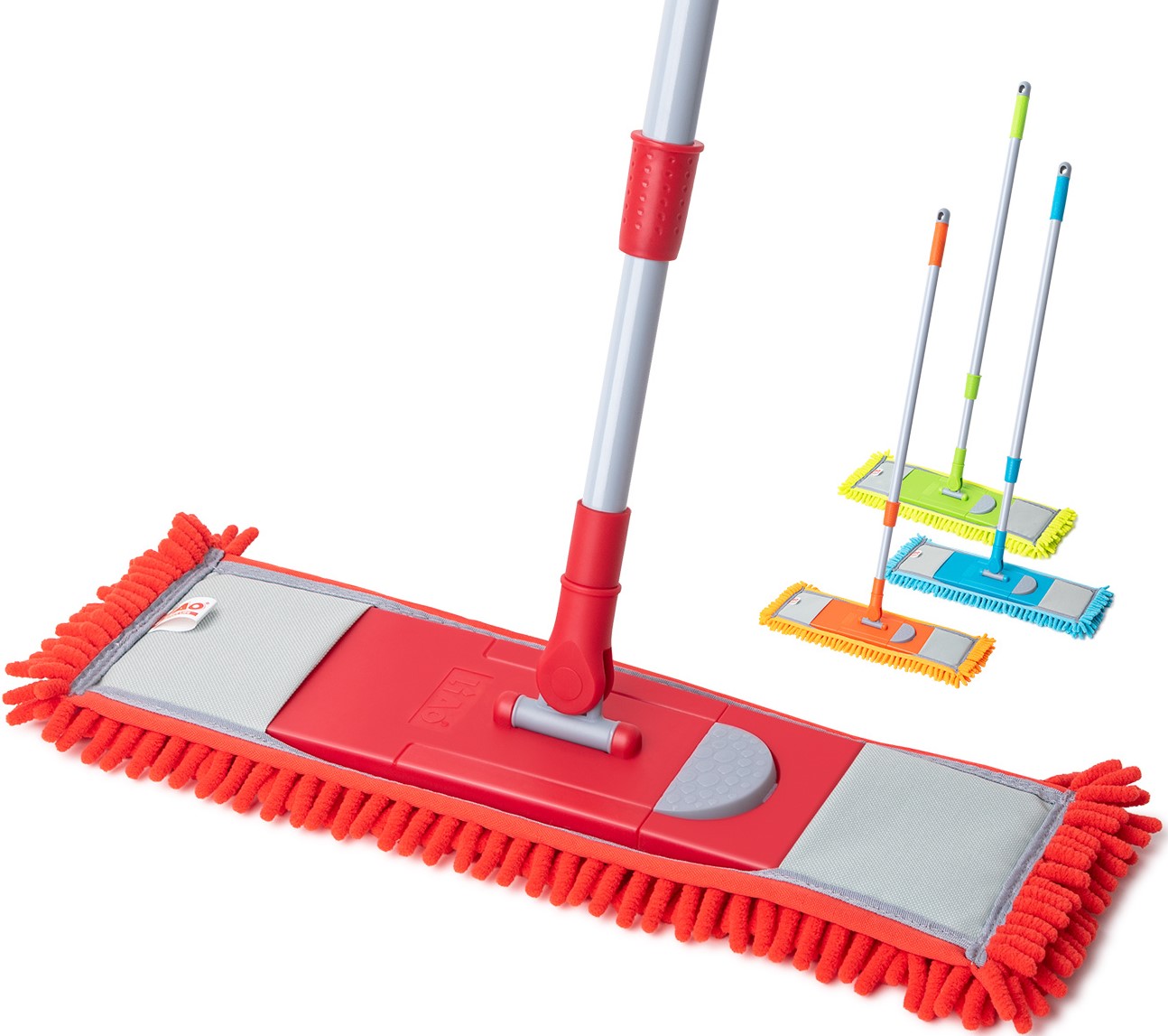 Kleaner Microfiber Extendable Flat Mop Red
