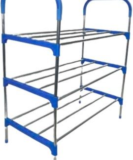 Nordic Blue Wind Cross 3 Tier 12 Shoe Steel Rack